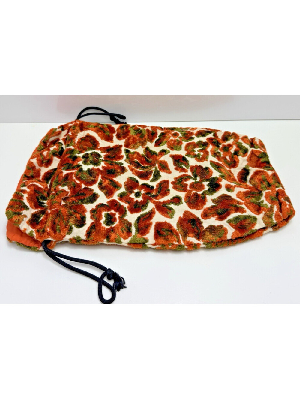 Vtg Hot Water Bottle Cover Drawstring Closure Mid Mod Groovy Fabric